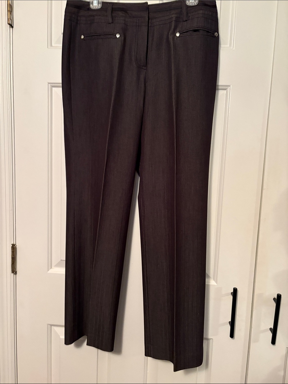 New Directions Dark Gray/Black Women’s Dress Pants - Classic Straight